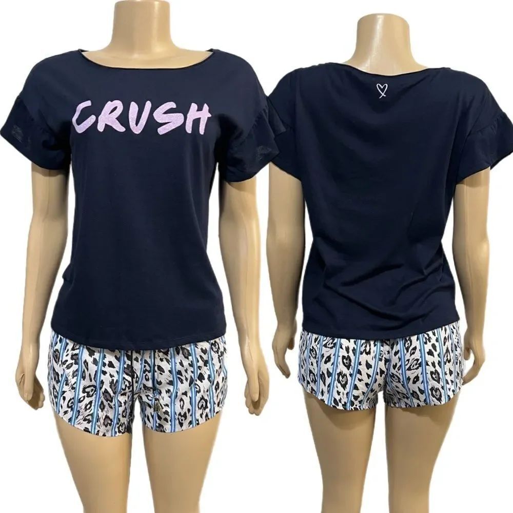 Victorias Secret Soft Cotton short sleeve top & drawstring shorts pajama set XS - Picture 2 of 3
